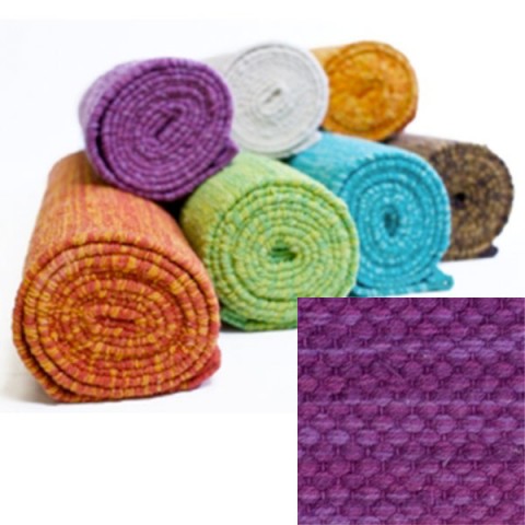 Yogasana cotton yoga mats are hand-made in an ancient region of India where yoga had its origin. The pride of craftsmanship is reflected by the signature of the master weaver on each Yogasana mat. High quality 100% cotton materials, eco-sustainable and traditional weaving methods are used to ensure that this mat will support your yoga practice for years to come. 